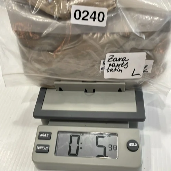 Zara Satin Pants Large Taupe Wide Leg Elastic Waist Lightweight Wrinkle Effect - Picture 16 of 16